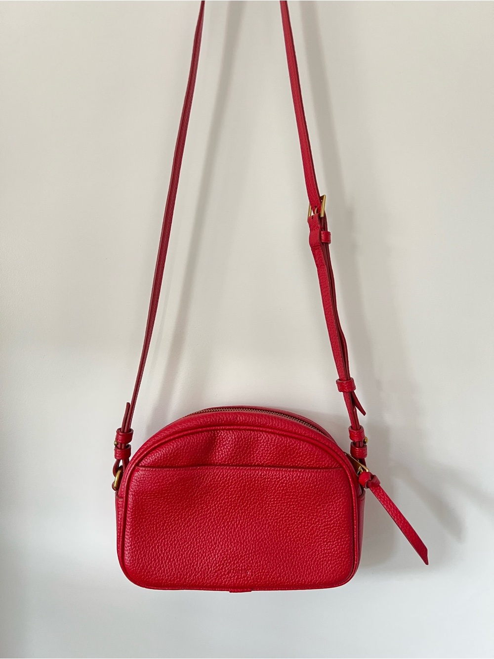 J. Crew Red Pebbled Leather Crossbody Purse